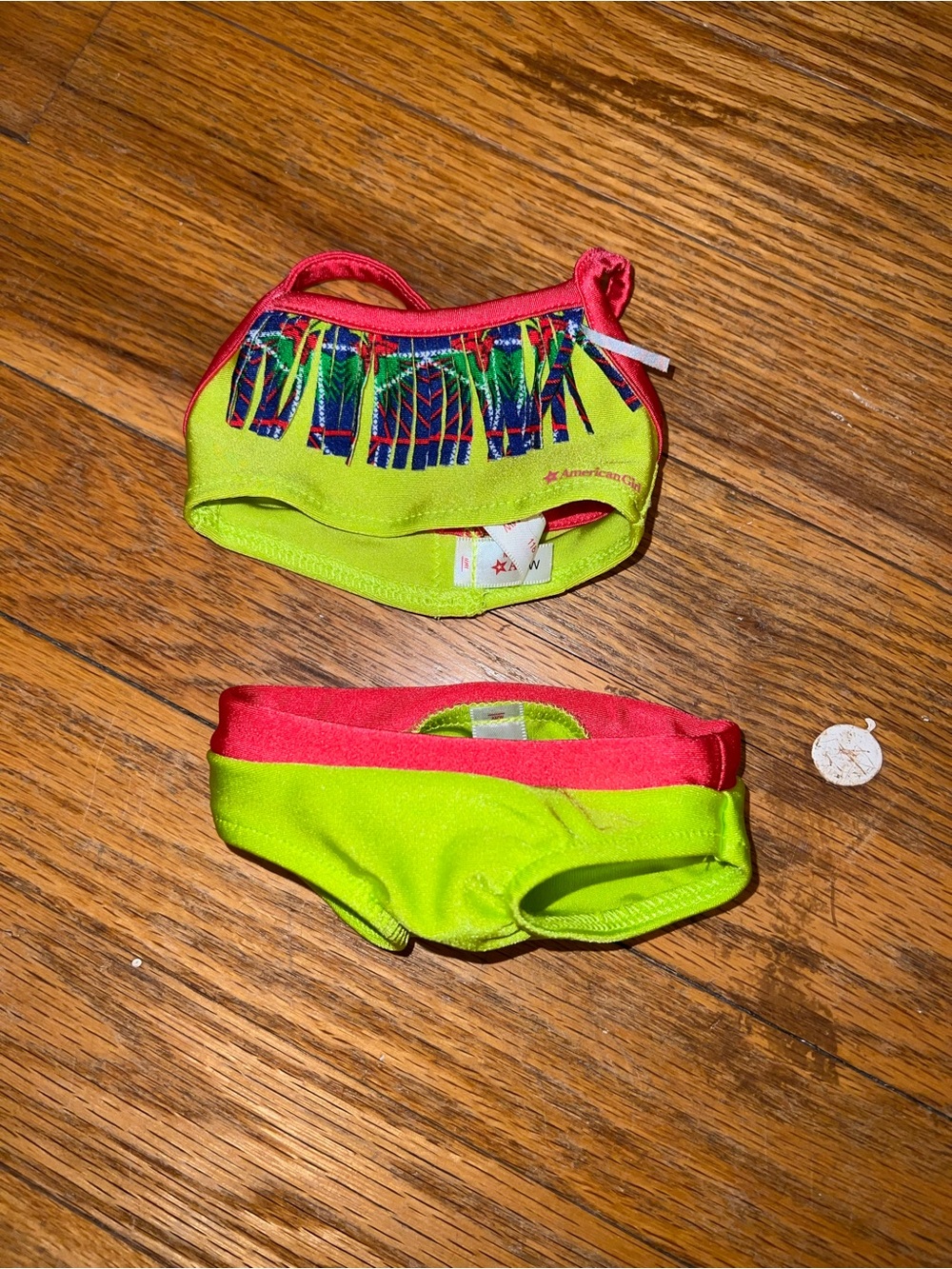 American Girl Green and Pink Bikini Set